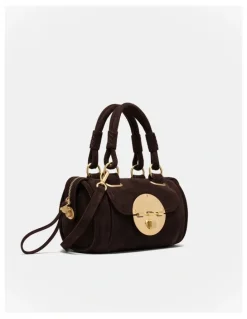 Mimco Turnlock Bowler Grab Crossbody Bag in Chocolate