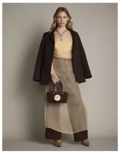 Mimco Turnlock Bowler Grab Crossbody Bag in Chocolate
