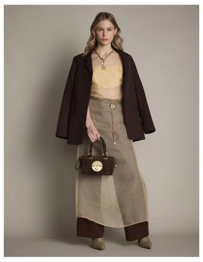 Mimco Turnlock Bowler Grab Crossbody Bag in Chocolate