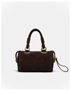 Mimco Turnlock Bowler Grab Crossbody Bag in Chocolate