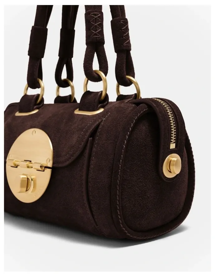 Mimco Turnlock Bowler Grab Crossbody Bag in Chocolate
