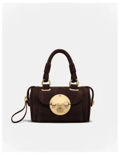 Mimco Turnlock Bowler Grab Crossbody Bag in Chocolate