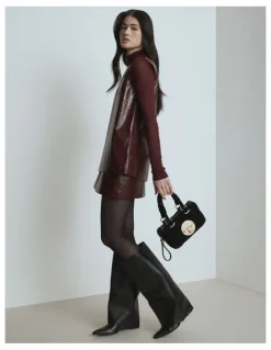 Mimco Turnlock Bowler Grab Crossbody Bag in Black