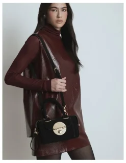Mimco Turnlock Bowler Grab Crossbody Bag in Black