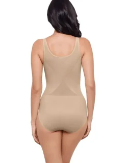 Miraclesuit Shapewear Back Wrap Padded Cup Back Support Bodysuit Shaper in Warm Beige