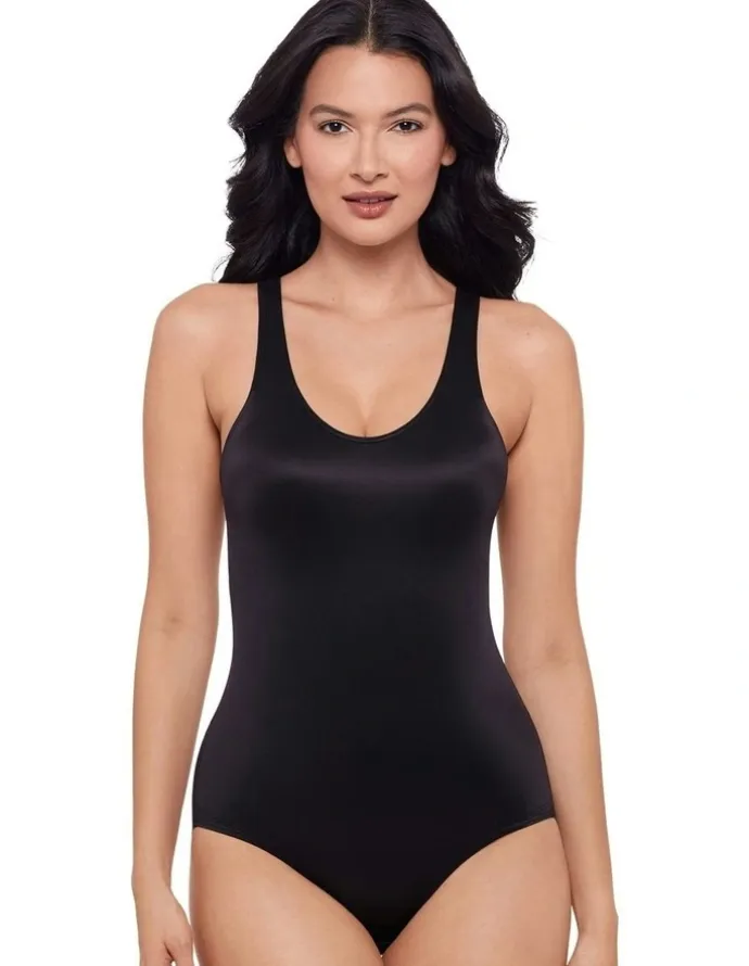 Miraclesuit Shapewear Back Wrap Padded Cup Back Support Bodysuit Shaper in Black
