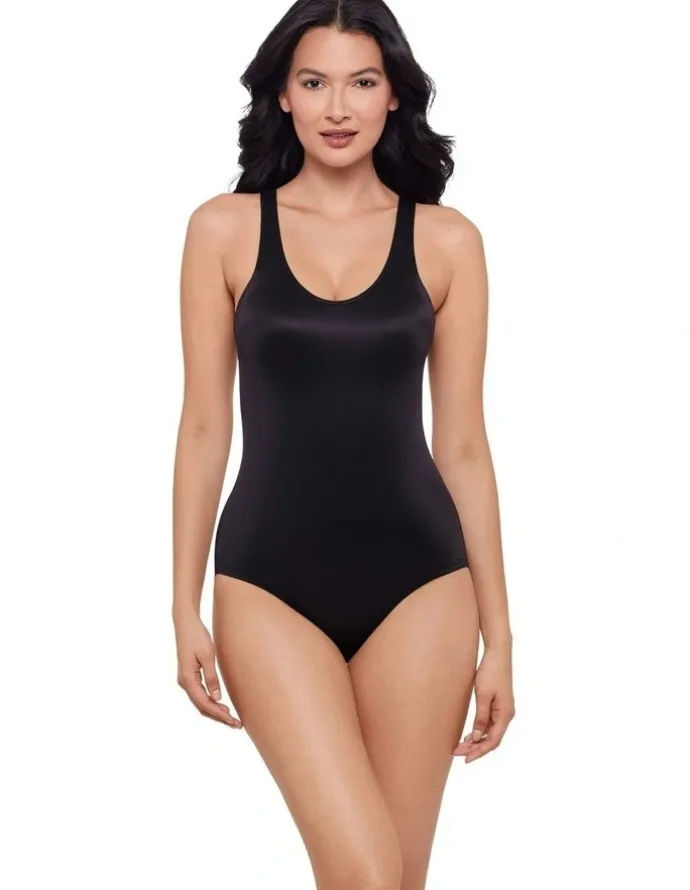 Miraclesuit Shapewear Back Wrap Padded Cup Back Support Bodysuit Shaper in Black