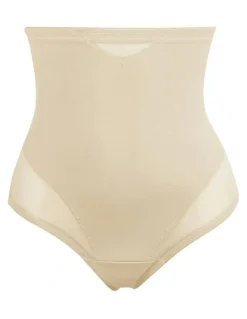 Miraclesuit Shapewear Sexy Sheer Shaping High Waist Thong in Warm Beige
