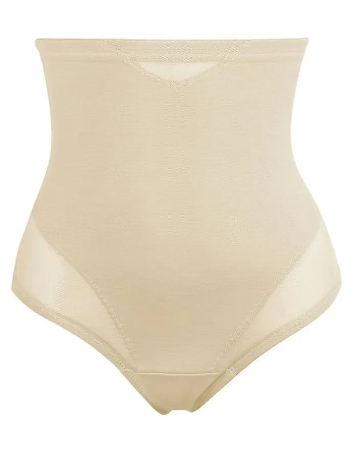 Miraclesuit Shapewear Sexy Sheer Shaping High Waist Thong in Warm Beige