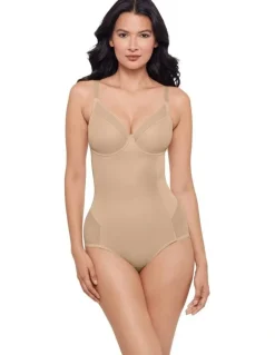 Miraclesuit Shapewear Sexy Sheer Shaping Underwired Padded Bodysuit in Warm Beige