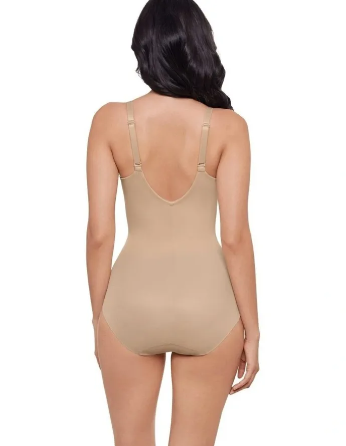 Miraclesuit Shapewear Sexy Sheer Shaping Underwired Padded Bodysuit in Warm Beige