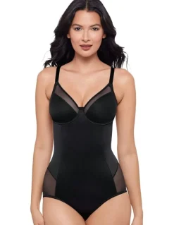 Miraclesuit Shapewear Sexy Sheer Shaping Underwired Padded Bodysuit in Black