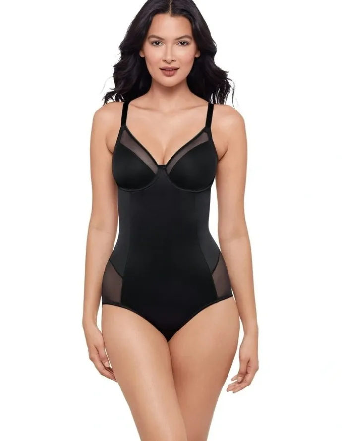 Miraclesuit Shapewear Sexy Sheer Shaping Underwired Padded Bodysuit in Black