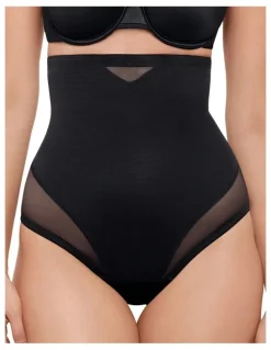 Miraclesuit Shapewear Sexy Sheer Shaping High Waist Thong in Black