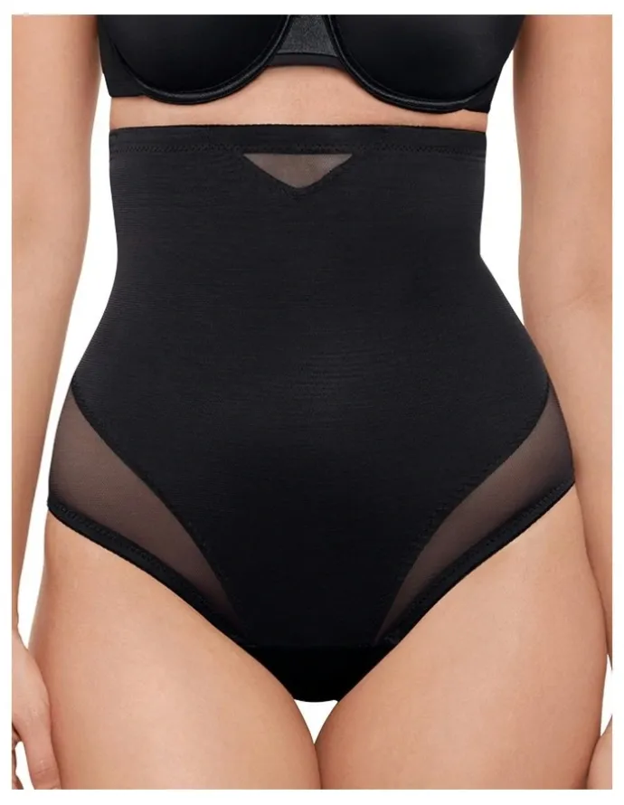 Miraclesuit Shapewear Sexy Sheer Shaping High Waist Thong in Black