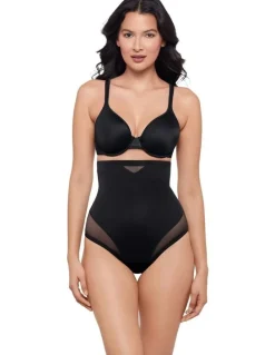 Miraclesuit Shapewear Sexy Sheer Shaping High Waist Thong in Black