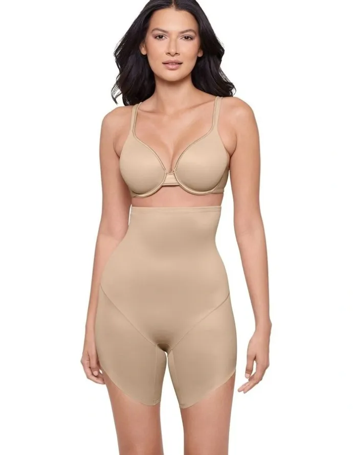 Miraclesuit Shapewear Showstopper Slanted Hem Ultra-High Waist Shaping Short in Warm Beige