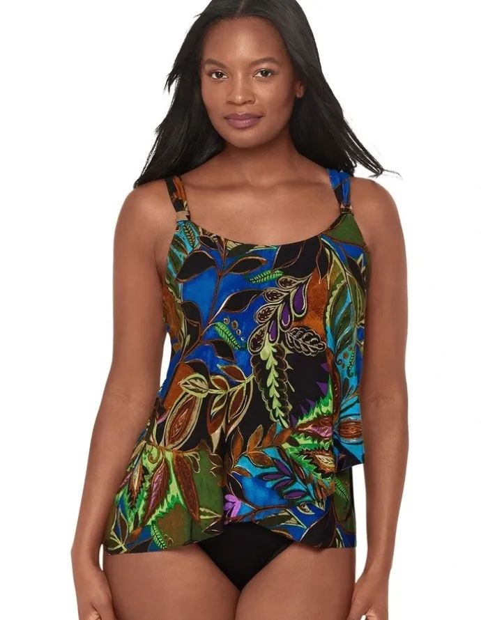 Miraclesuit Swim Amazonia Dazzle Underwired Draped Tankini Top
