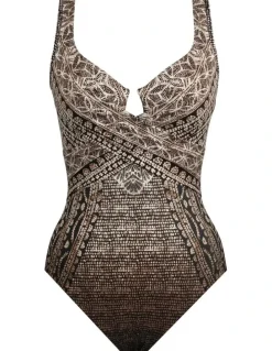 Miraclesuit Swim Cappadocia Criss Cross Escape Underwired Shaping Swimsuit in Black Multi