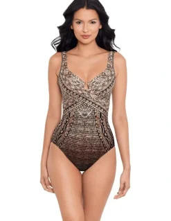 Miraclesuit Swim Cappadocia Criss Cross Escape Underwired Shaping Swimsuit in Black Multi