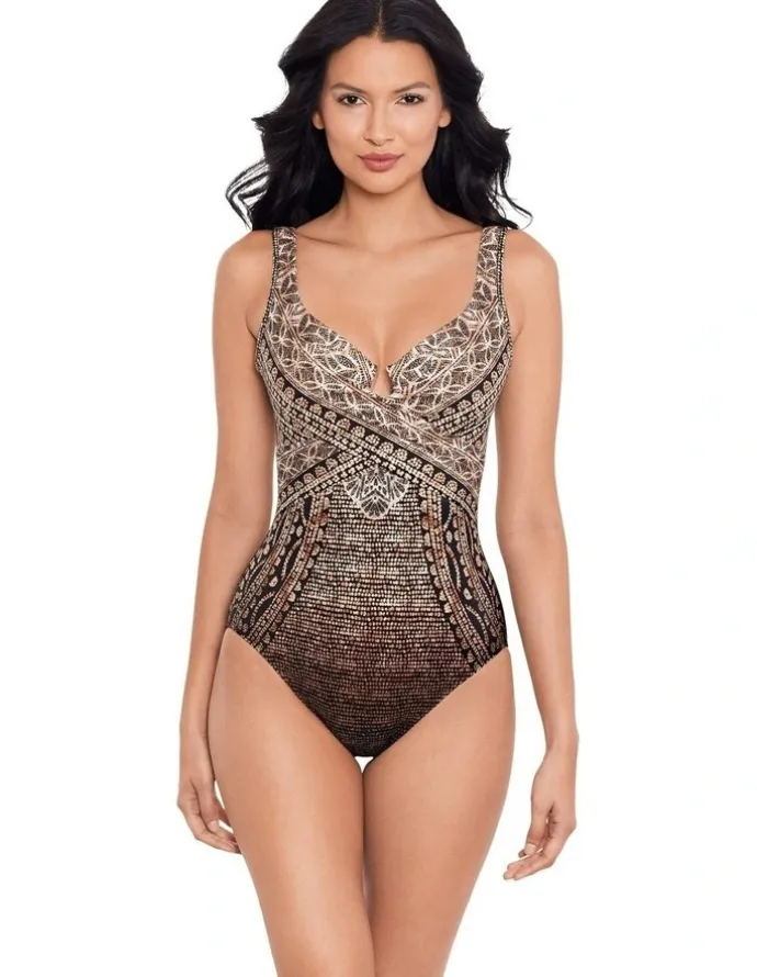 Miraclesuit Swim Cappadocia Criss Cross Escape Underwired Shaping Swimsuit in Black Multi