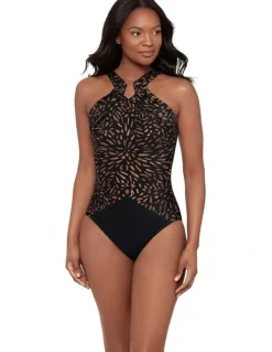 Miraclesuit Swim Costa D'Oro Aphrodite High Neck Shaping Swimsuit in Black