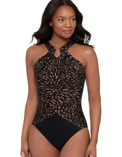 Miraclesuit Swim Costa D'Oro Aphrodite High Neck Shaping Swimsuit in Black