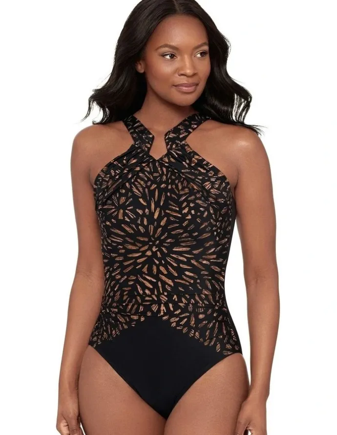 Miraclesuit Swim Costa D'Oro Aphrodite High Neck Shaping Swimsuit in Black