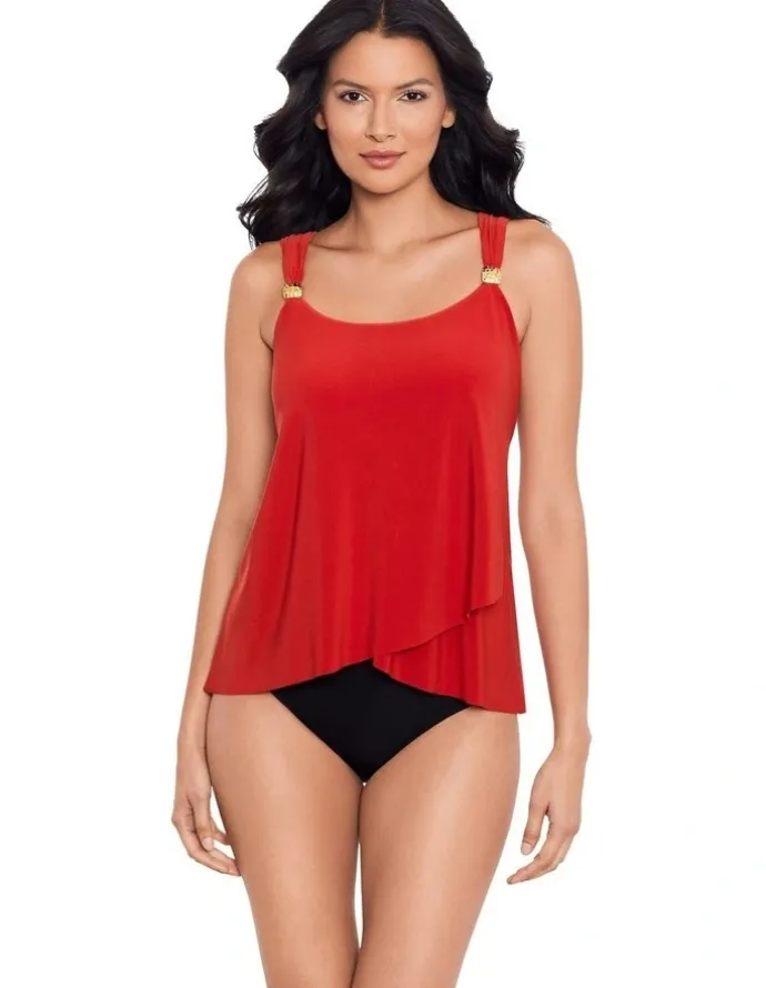 miraclesuit Swim Dazzle Underwired Draped Tankini Top in Cayenne
