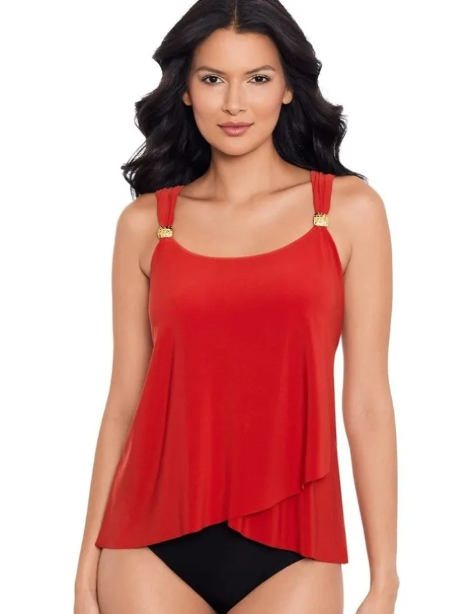 miraclesuit Swim Dazzle Underwired Draped Tankini Top in Cayenne