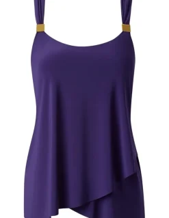 Miraclesuit Swim Dazzle Underwired Draped Tankini Top in Purple