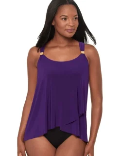 Miraclesuit Swim Dazzle Underwired Draped Tankini Top in Purple