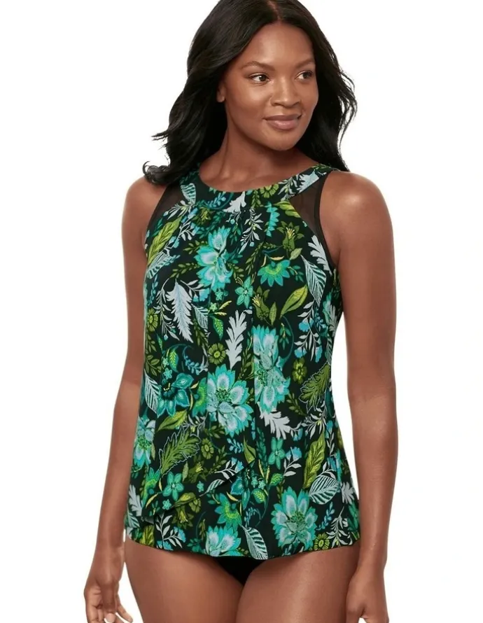 miraclesuit Swim Florica Ursula Underwired High Neck Tankini Top in Black