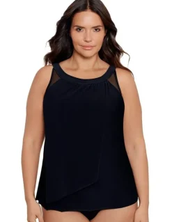miraclesuit Swim Illusionists Ursula High Neck Underwired Plus Size Tankini Top in Black