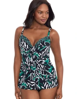 miraclesuit Swim Palma Verde Marina Underwired Padded Tankini Top in Black Multi