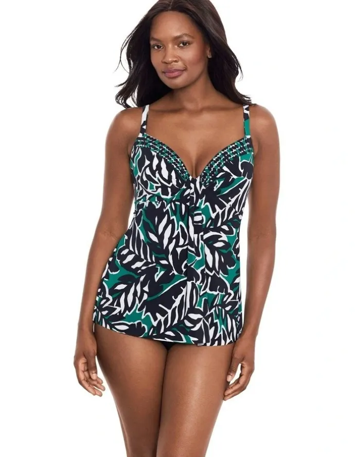 miraclesuit Swim Palma Verde Marina Underwired Padded Tankini Top in Black Multi