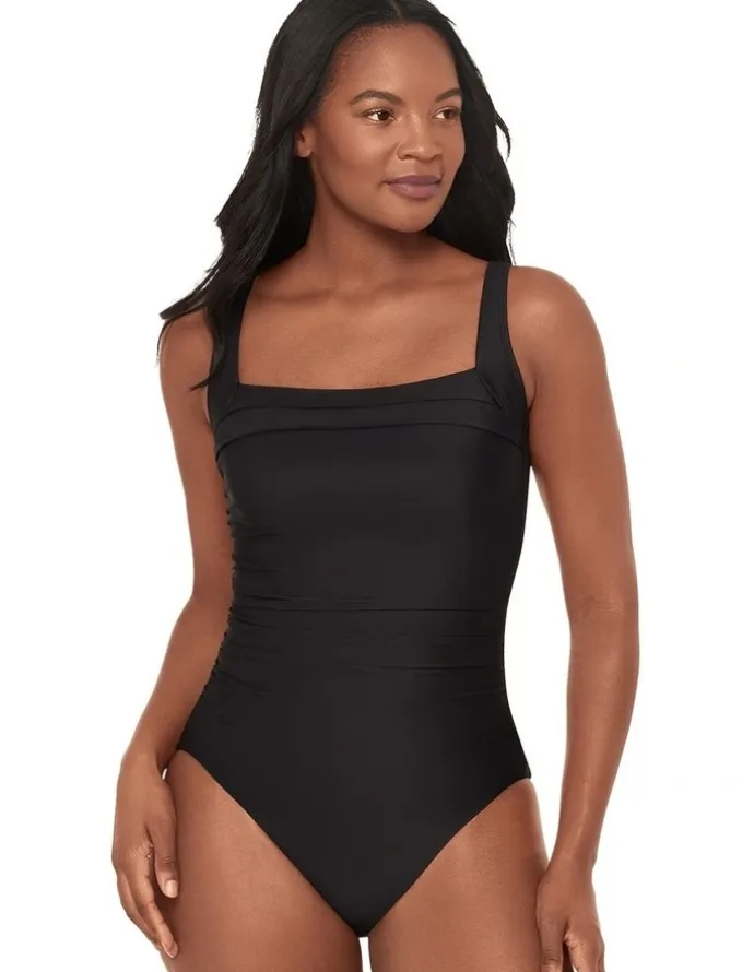 Miraclesuit Swim Rock Solid Polaris Wired Square Neck One-Piece Shaping Swimsuit