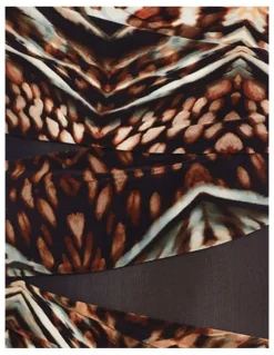 miraclesuit Swim Tribal Tigress Jena One Shoulder Tummy Control Swimsuit in Black Multi