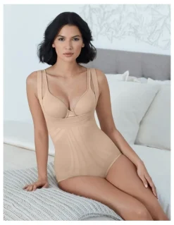 Miraclesuit Shapewear Modern Miracle Lycra Fit Sense Cupless Body Shaper in Warm Beige