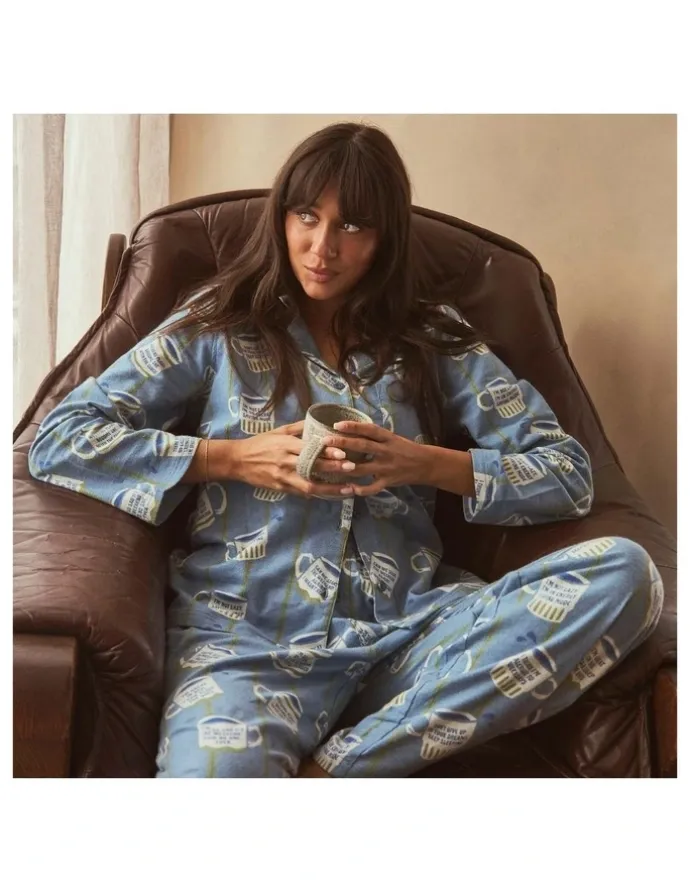 Mitch Dowd Mitch Dowd - Women's Cuppa Joe Flannel Pyjama Set - Blue