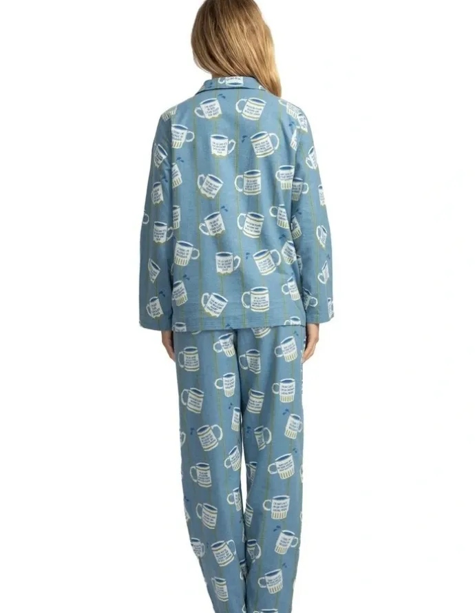 Mitch Dowd Mitch Dowd - Women's Cuppa Joe Flannel Pyjama Set - Blue