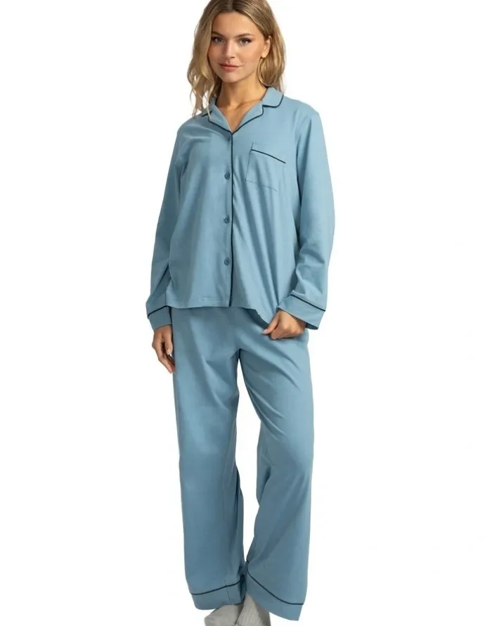 Mitch Dowd Mitch Dowd - Women's Cotton Jersey Pyjama Set - Blue