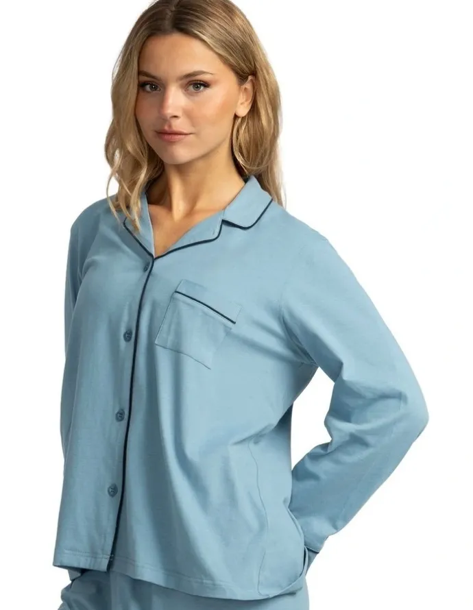 Mitch Dowd Mitch Dowd - Women's Cotton Jersey Pyjama Set - Blue