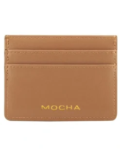 Mocha Avery Simple Card Holder in Tan