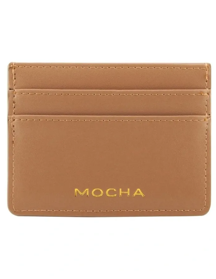 Mocha Avery Simple Card Holder in Tan
