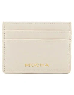 Mocha Avery Simple Card Holder in Cream