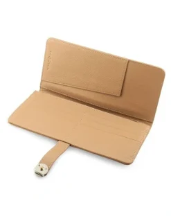Mocha Chevron Leather Travel Wallet in Nude