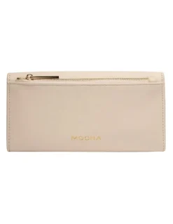 Mocha Daisy Long Wallet in Cream