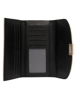 Mocha Daisy Long Wallet in Cream