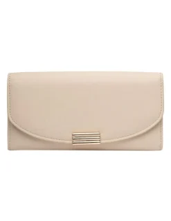Mocha Daisy Long Wallet in Cream